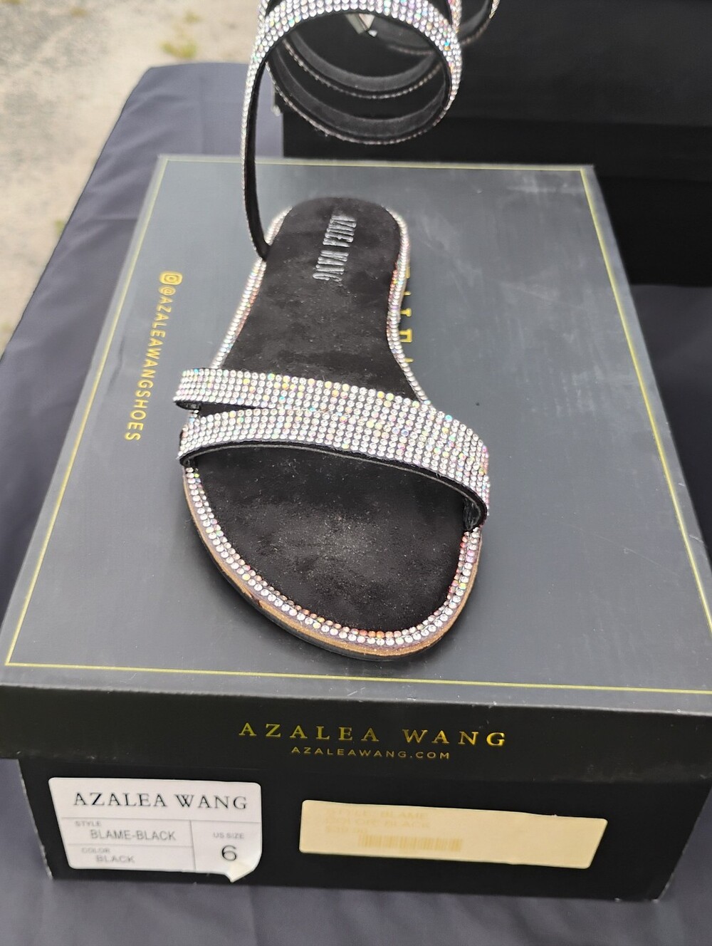 Black Crystal Strap Women's Sandal